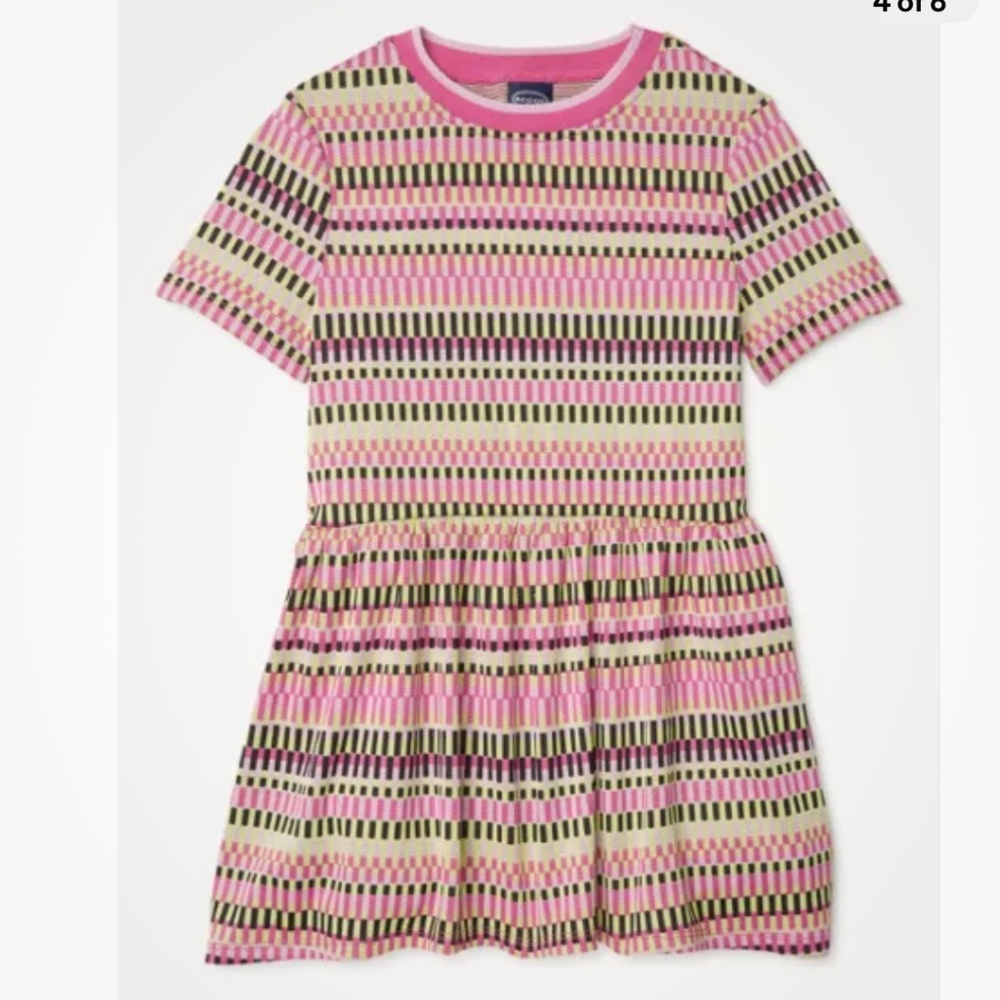 Scoop NYC Girls Multi Color Pixilated Stripe Fit n Flare Dress Large (10-12) NEW - Picture 4 of 6